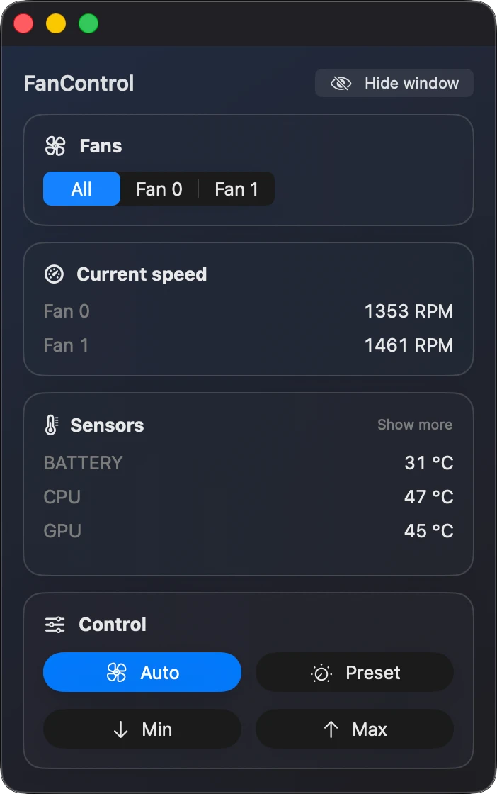 FanControl app preview